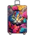 FANSU Luggage Covers for Suitcases Trolley Case Cover for Luggage, Animal Print Elastic Anti-Scratch - Travel Suitcase Cover Protector, 18-32in Small Medium Large Luggage (Cat,L(26-28in))