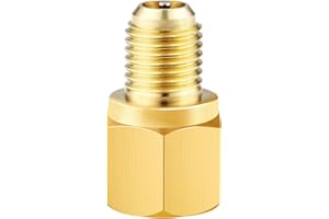 Aupoko R1234YF Vacuum Pump Adapter, Refrigerant Tank to R12 Fitting Adapter, 1/2’’ Acme Female to 1/4’’ SAE Male Flare Adapter, Fits for R1234yf to R12 Refrigerant System