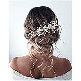 Gold Silver Bridal Hair Comb Pearl Crystal Floral Wedding - View #11
