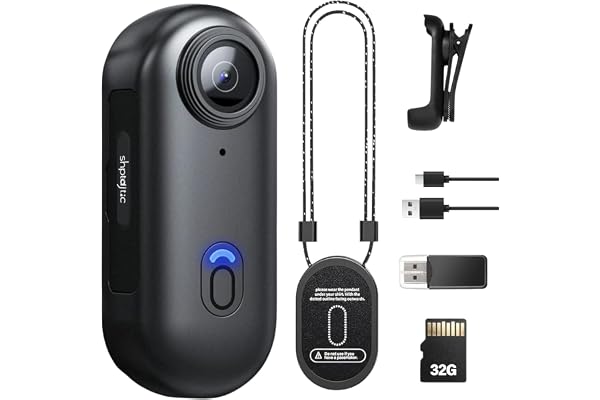TOSBARRFT Caméra corporelle 1080P POV Pro, caméra Portable avec Clip Rotatif 360° et Clip magnétique, Enregistrement 150 Minutes, idéale pour conférences, Voyages et promenades (1080-B-32G)
