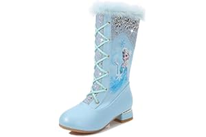 Kosplay Botas de Nieve Zapatos de Princesa para Niñas Botas Elsa Botas de Invierno Felpa con Forro Cálido Botas Antideslizantes Niños Accesorios para Disfraces de Reina de Hielo