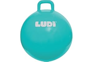 Ludi - Ballon Sauteur XXL Bleu - Jouet Sauteur Gonflable - Plastique PVC épais et résistant - Développe la motricité - Jouet d'intérieur et extérieur - Diamètre 55 cm - Dès 5 Ans