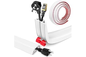 YUSHENGTAI Canalina Passacavi Pavimento Autoadesivo, PVC Flessibile Canalina Passacavi Calpestabile Nascondi Cavi Copricavi per Cavi Tutti i Cavi di Alimentazione a Casa Uffici (Bianco, 4cm x 3.0m)