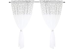 ‎TUPTAM TupTam Kinderzimmer Voile Vorhänge Baby Gardinen mit Tunnelzug Set, Farbe: Wolken Weiß/Grau, Größe: ca. 140 x 160 cm