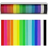 EDGEAM Washi Nastro Set di 15 Arcobaleno Decorativi Adesivo di Carta Nastro Adesivo 12mm X 8M (15pcs)