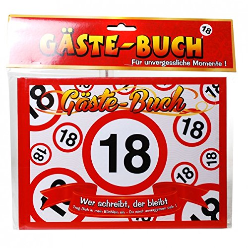 Gästebuch 20 Seiten Verkehrschild Zahl 18 15,5x21,5cm