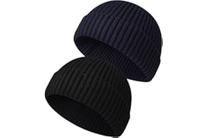 WIOKLWE Beanie Hat Men - Fisherman Beanie Trawler Beanie Knitted Cuffed Winter Warm Hat Skullcap Gifts for Men UK