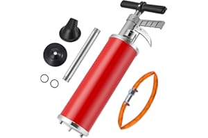 Desatascador Tuberias a Presion con indicador de presión de aire, desatascador de inodoros con 2 ventosas, limpiador de tuberías con aire comprimido para lavabos, baños, duchas y cocinas - 1