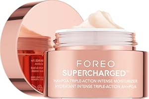 FOREO SUPERCHARGED Crema Hidratante Facial Triple Acción HA+PGA - Crema Hidratante Facial Mujer - Contorno de Ojos - Acido Hialuronico - Vitamina E - Vegano - Crema Facial Hombre - Skincare - 50 ml