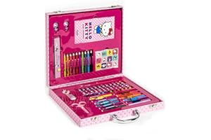 CERDÁ LIFE'S LITTLE MOMENTS Set Papelería Coloreable Hello Kitty Maletín Rotuladores y Accesorios | Kit Creativo Hello Kitty Infantil para Pintar, Decorar y Organizar Material Escolar