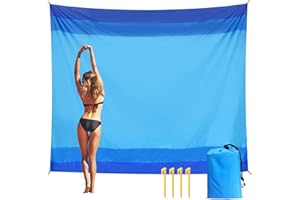 ESTVIIG Stranddecke Sandfrei Strandmatte, 250cm x 210cm XXXL Große Strandmatte Wasserdicht & Sandfest, Ultraleicht Kompakt Campingdecke mit 4 Heringe, Stranddecke für Strand Campen Picknick Ausflüge