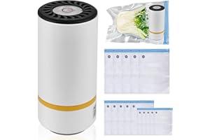 Leikurvo Urządzenie do pakowania próżniowego z 15 workami próżniowymi: mini zgrzewarka próżniowa, ręczna zgrzewarka próżniowa, zgrzewarka próżniowa do suchych lub wilgotnych produktów spożywczych