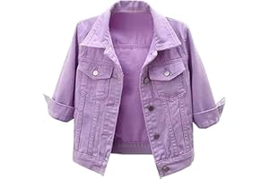 Hebezn Giacca di jeans a maniche corte da donna Giacca di jeans corta con risvolto casual Capispalla casual a coste