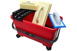 ROTTHUES Fliesen-Wascheimer-Set 24 Liter 3-Fach Rollenaufsatz mit Fugbrett, Schwammbret und Hydroschwamm