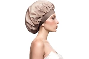 Desmend cuffia seta capelli notte dormire proteggere i capelli adatta per capelli corti e ricci 32×25cm(1 pezzo Grigio Elegante)