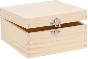 Glorex 6 1682 103-Caja de Madera de Pino Cuadrada con Cierre Aprox. 16 x 16 x 85 cm de tamaño FSC Mix para Pintar Pegar o Decorar con un Hierro de marcar, Wood-Coloured, 16 x 16 x 5 cm