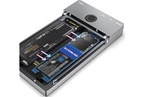 ROCKETEK NVMe M.2 Duplicator Dual-Bay Offline Clone 10Gbps USB C USB A to NVME Docking Station for M.2 SSD M Key Hard Drives Enclosure with NVME 2230 2242 2260 2280 Up to 8TB (Dual-Bay)
