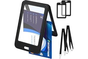 OFFCUP Porta Badge Titulares con Cordón, 2PCS Porta Tarjetas de Identificación, Protector para ID Transparente Funda para Tarjeta Badge Holder para Personal Estudiantes Exposiciones (Horizontales)