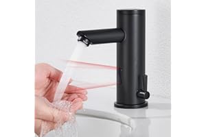 Auralum robinet automatique sans contact avec capteur infrarouge intelligent, robinet infrarouge mitigeur pour eau chaude et froide – Hygiénique, Économie d'eau et Durable