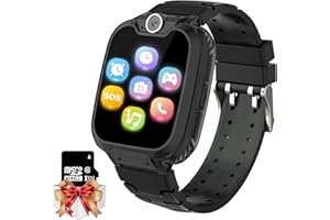MOWEALLARGE Smartwatch per Bambini con 16 Giochi, Telefono Orologio Smartwatch Bambini con Lettore Musicale, SOS, Fotocamera, Sveglia, Regalo di Compleanno per Ragazzi e Ragazze 4-12 Anni [Scheda SD integrata]