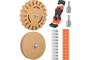 BNGXR Disque Gomme Avec Manche, Gomme Enlève Autocollant, avec Adaptateur, avec 10 lames en Métal+10 lames en Plastique, pour Enlever les Résidus Colle des Voitures et Motos (Diamètre 100 et Ø 88 mm)
