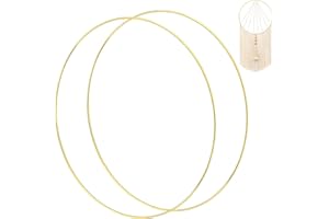 QIANFENSHI 2 Stück Metallring 15cm,Metallringe,Traumfänger Ringe,Metallringe zum Basteln 15cm,Metallring 15cm Durchmesser,für DIY Floral Hoop,Traumfänger,Wandbehang,Hochzeitskranz,Dicke 3mm,Gold (Ø15cm)