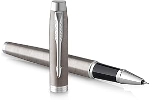 Parker IM Penna Roller | Acciaio Inossidabile con Puntale Cromato | punta fine con inchiostro nero | confezione regalo