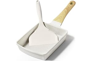 GiPP Padella per frittate antiaderente, padella per colazione a 3/4 fori, frittata giapponese Tamago-yaki, frittata antiaderente in granito, senza PFOS/PFOA (Bianco, tamagoyaki)