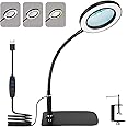 20X 10X Magnifying Glass with Light and Stand, Magnifying Lamp with 72 LEDs, 3 Colour Temperatures and 10 Levels Adjustable Brightness, Magnifier for Reading, Hobbies, Sewing, Craft Work (Black)