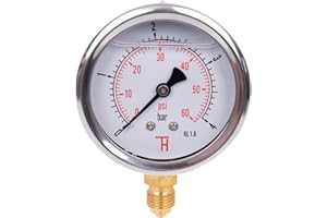 THERMIS Manometro (0-4 bar) Resistente agli urti G 1/4 connettore dal basso 63 mm 304G
