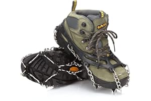 Ducomi Ramponcini Ghiaccio Neve 8 Denti Antiscivolo per Scarpe e Stivali - Ramponi con Tacchetti per Scarponi Invernali Uomo Donna, Montagna, Alpinismo, Escursionismo ed Arrampicata