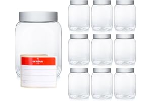 Octopus 10 x 400 ml Vasetti PET con coperchio a vite per alimenti, colori, oli, polveri, vasetti in plastica con coperchio a vite, vasetti per frappè, vaso per marmellata