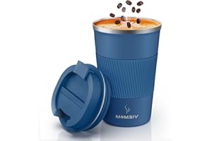 MOMSIV Izolowany Kubek Do Kawy Ze Szczelną Pokrywką, Antypoślizgowy Próżniowy Wielokrotnego Użytku, Ze Stali Nierdzewnej, Ekologiczny Podróżny Do Gorącej i Zimnej Wody