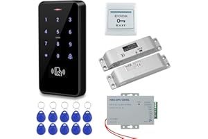 HFeng IP68 Kit de Sistema de Control de Acceso de Puerta Exterior Resistente al Agua Teclado RFID + Cerraduras Electrónicas de Perno de Caída + 10pcs Llaveros para el Hogar