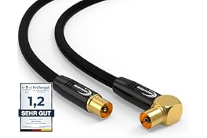 RedStar24 Antennenkabel 3m Schwarz – Stecker zu 90° Gewinkelt Buchse Koaxial – Premium HDTV Koaxialkabel für Kabelfernsehen | TV Kabel: Kompatibel mit TV, Radio, DVB-T/T2, DVB-C, DAB