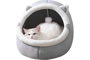 FUKAMOU Katzenhöhle, Katzenbetten Für Hauskatzen, Katzenhaus Mit Waschbaren Kissen, Weiches Und Flauschiges Katzenzelt Für Kleine, Mittelgroße Haustiere