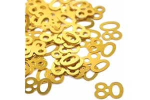 PROBUK Coriandoli Compleanno In Oro 15g, 80 Anni, Paillettes Per La Decorazione Della Tavola Di Festa Anniversario (Numero 80)