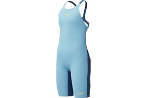 Speedo Girls Fastskin Junior Endurance+ Max Openback Kneeskin Swimsuit Swimming Costume Blue