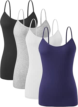 Vislivin Women's Basic Solid Camisole Adjustable Spaghetti Strap Tank Top
