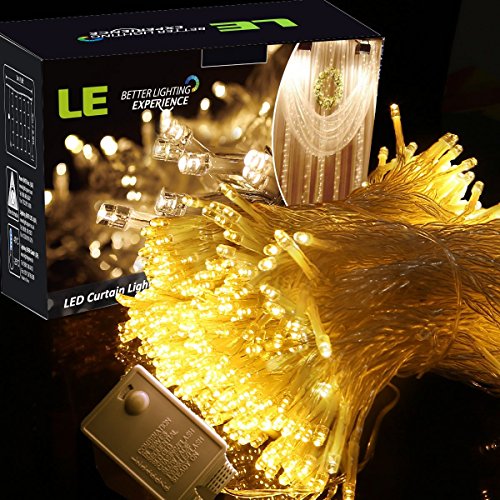 LE Lichterkettenvorhang 306 LEDs, 8 Modi 3m x 3m IP44 wasserfest Sternen LED Lichterketten für Weihnachten / Deko / Party, Weihnachtsbeleuchtung, Hochzeit usw. (warmweiß) - 2