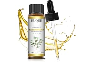 EUQEE Aceites Esenciales de Eucalipto 10ml, Puros Eucalipto Aceite Esencial Naturales de Grado Terapéutico, Aceites Esenciales Aromaterapia para Humidificador, Difusor, Relajación