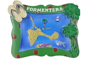 MUYU CRAFT Formentera - Magnete per frigorifero in Spagna, souvenir da viaggio, decorazione per frigorifero, collezione artigianale dipinta a mano