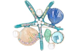 PSSOPP Splendida Stella Marina e Conchiglia da Donna con Chiusura in Lega di Cristallo Spilla Tendenza Spilla di Perle Accessori per Vestiti