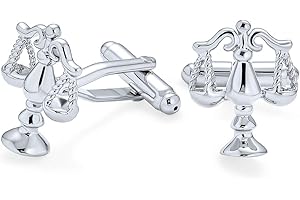 BLING JEWELRY Abogado Legal Juez Abogado Escala De Justicia Libra Camisa Gemelos Para Hombre Ejecutivo Tono Plata Acero Inoxidable Bisagra Bullet Volver