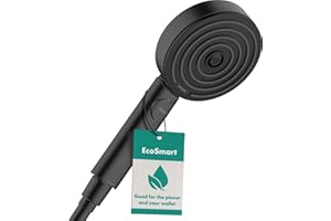 hansgrohe Pulsify Select S - wassersparender Duschkopf 9 l/min (EcoSmart), Handbrause mit 3 Strahlarten (Relaxation), runde Duschbrause (⌀ 105 mm), Sparduschkopf mit Antikalk-Funktion, Mattschwarz