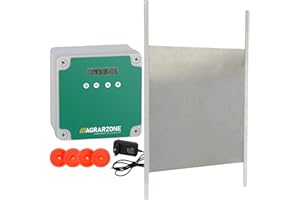 Agrarzone Porta per pollaio automatica con portello 43 x 40 cm | con timer e sensore di luce | funziona a rete o a batterie | per un allevamento di polli sicuro
