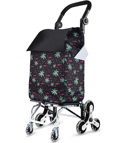 Chariot De Courses Pliable 8 Roues - Sac Amovible Étanche, Cadre Aluminium, Poignée Double, Capacité 60kg
