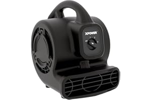 XPower Mighty Centrifugal Air Mover, Carpet Dryer, Floor Fan, Blower, Stackable, Daisy Chain, for Water Damage Restoration, Janitorial, Plumbing, Home Use (Schwarz, P-80 320CFM)
