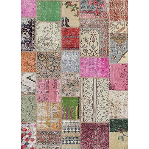 Crystal Art Ruggable 5' x 7' Patchwork Boho 2-Piece Washable Rug System