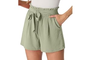 PrinStory Women's Summer Wide Leg Drawstring Shorts with Pockets